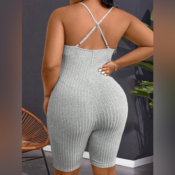 Grey Ribbed Romper - Picture 2 of 8